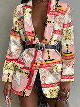 Blazers Fashion Long Sleeve Lapel Printed Blazer for Women