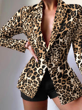 Blazers Fashion Print Lapel Button Long Sleeve Blazer for Women