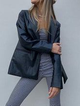 Blazers Fashionable Long Sleeve Leather Blazer for Women