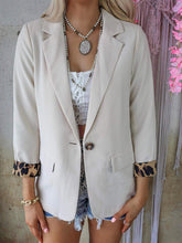 Blazers Lapel Leopard Panel Long Sleeve Blazers for Women
