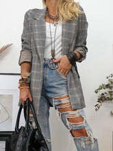Blazers Lapel Plaid Long Sleeve Blazers for Women