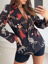 Blazers Printed Lapel Double Breasted Blazers for Women