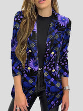 Blazers Printed Lapel Long Sleeve Blazers for Women