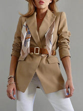 Blazers Slim-Fit Lapel Button Belt Pocket Blazer for Women