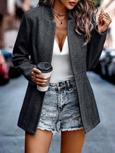Blazers Solid Stand Collar Pocket Long Sleeve Blazers for Women