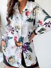 Blouse Floral Long Sleeve Button Lapel Blouse for Women