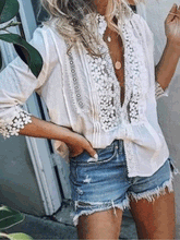 Blouses Casual Lace Mid Sleeve Blouse for Women