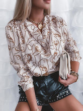 Blouses Chain Print Long Sleeve Bottoming Blouses for Women