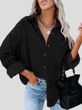 Blouses Chiffon Jacquard Lapel Long Sleeve Buttoned Loose Blouses for Women