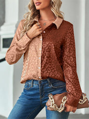Blouses Color Blocking Personality Loose Long Sleeve Blouse for Women