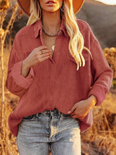 Blouses Corduroy Lapel Long Sleeve Casual Blouse for Women