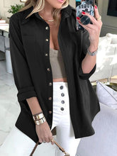 Blouses Fashion Solid Lapel Long Sleeve Blouses for Women