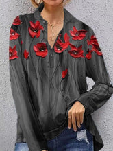 Blouses Floral Print Button Long Sleeve Blouse for Women