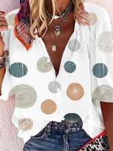 Blouses Irregular Polka Dot Print Button Mid Sleeve Blouse for Women