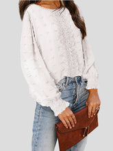 Blouses Jacquard Round Neck Lace Long Sleeve Blouse for Women