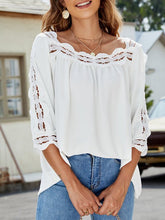 Blouses Lace Panel Square Neck Half Sleeves Blouse for Women