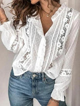 Blouses Lace Stitching Long Sleeve Temperament Blouses for Women