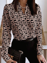 Blouses Printed V-Neck Long Sleeve Blouse for Women