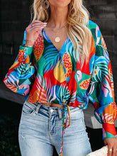 Blouses Printed V-Neck Long Sleeve Casual Blouse for Women