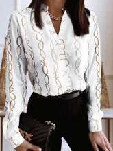 Blouses Printed V-Neck Long Sleeves Blouse for Women