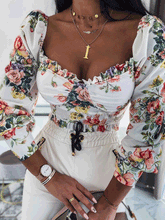 Blouses Rose Square Neck Long Sleeve Blouse for Women