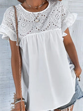 Blouses Simple Short Sleeve Ruffle Blouse for Women