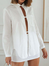 Blouses Solid Hollow Button Long Sleeve Blouse for Women