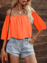 Blouses Solid One-Shoulder Mid Sleeve Blouse for Women