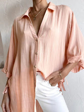 Blouses Solid Side Tie 3/4 Sleeves Blouse for Women