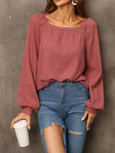 Blouses Solid Square Neck Long Sleeve Blouse for Women