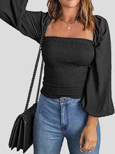 Blouses Square Neck Long Sleeves Slim Blouse for Women