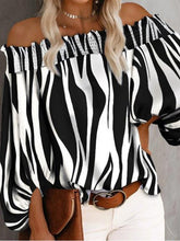 Blouses Striped One-Shoulder Chiffon Blouse for Women