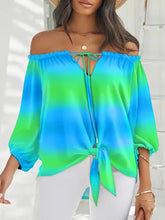 Blouses Tie-Dye One-Shoulder Lace-Up Blouse for Women