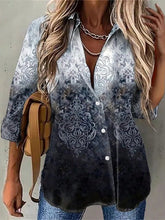 Blouses Tie Dye Print Button Long Sleeve Blouse for Women
