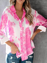 Blouses Tie-Dye Printed Loose Button Long Sleeve Blouses for Women