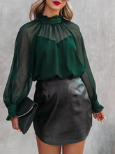 Blouses Turtleneck Balloon Sleeve Chiffon Blouse for Women