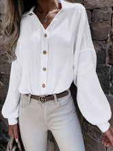Blouses V-Neck Button Balloon Sleeve Blouse for Women