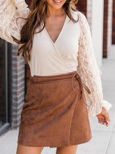 Blouses V-Neck Lace Stitching Long Sleeves Blouse for Women