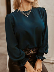 Blouses Versatile Commuter Solid Long Sleeve Blouse for Women