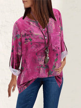 Blouses Vintage Print Button Long Sleeve Blouse for Women