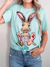 Bunny Print Crew Neck Short Sleeve T-Shirt