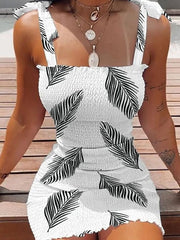 Bodycon Sheath Dress Slip Dress Mini Dress White Pink Blue Sleeveless Floral Ruched Spring Summer Square Neck Stylish Weekend Slim S M L XL XXL for Women
