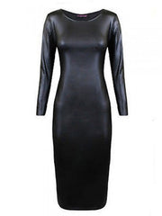 Bodycon Sheath Dress Mini Dress Black Long Sleeve Pure Color Ruched Winter Fall Autumn Crew Neck Stylish Winter Dress Fall Dress Slim S M L XL XXL for Women