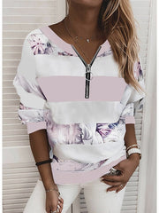 Blouse Striped Color Block Daily Blouse Shirt Long Sleeve Print V Neck Loose Blue Pink Yellow S for Women