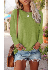 Blouse Basic Plain Basic Round Neck Regular Fall Green Black Blue Pink Grey for Women
