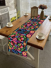 Boho Tablerunner Mexican Spring Table Runner Dining Cotton Boho Table Flag Decor With Tassles, Table Decorations For Dining Weddig Party Holiday