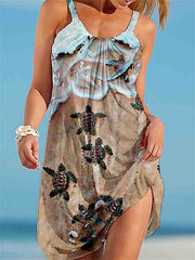 Beach Dress Beach Wear Mini Dress Print Casual Modern Leopard Spaghetti Strap Sleeveless Loose Fit Outdoor Daily Pink Blue Summer Spring S M L XL for Women