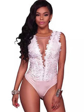 Bodysuit Black White Plain Lace Patchwork Sleeveless Holiday Beach Sexy Round Neck M for Women