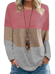 Blouse Turtleneck Knitted Sweater Long Sleeves Stripe Color Block Patchwork Loose Ribbed Pullover Jumper Tops Round Neck Regular Spring & Fall Blue Blushing Pink Grey Green Beige for Women