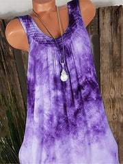 Blouse Pink Red Blue Tie Dye Print Sleeveless Daily Sports Streetwear Festival Crewneck Regular Plus Size L for Women